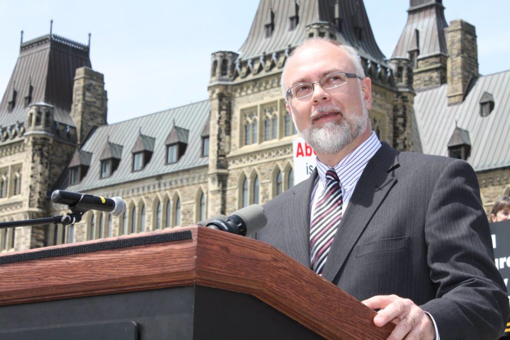 Don Hutchinson speaks from Parliament Hill. 
