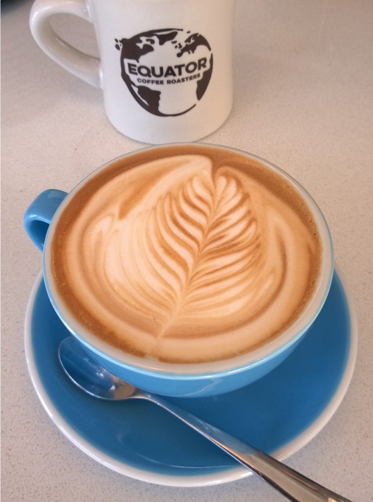 A cup of coffee from Equator Coffee Roasters. 